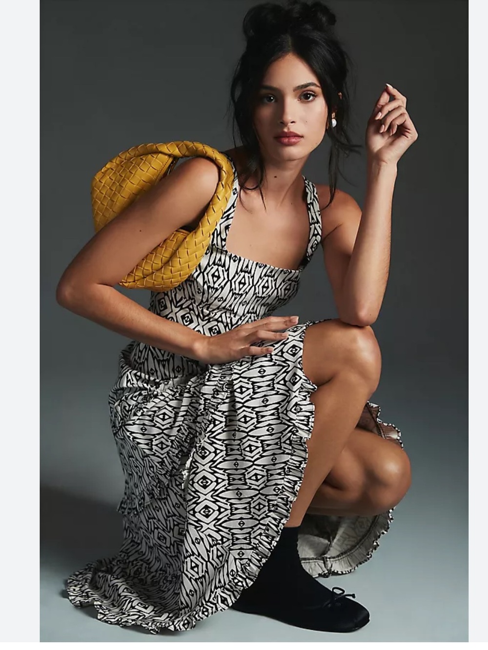 The Blythe Square-neck Tiered Dress- Anthropologie